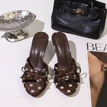 Load image into Gallery viewer, Women's Elegant Mesh Sandals with Bow Detail - High Heel Slip-On Shoes