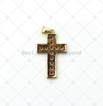 Load image into Gallery viewer, Clear/Green/Fuchsia CZ Micro Pave Cross Shape Pendant, 18K Gold Filled Cross Charm, Necklace Bracelet Charm Pendant, 26x16mm,Sku#LK494