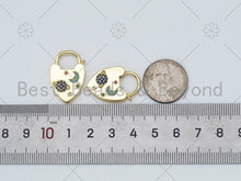 Load image into Gallery viewer, Colorful CZ Micro Pave Earth Moon On Heart Lock Shape Pendant,18K Gold Filled Heart Lock Charm,Necklace Bracelet Pendant,17x25mm,Sku#LK428