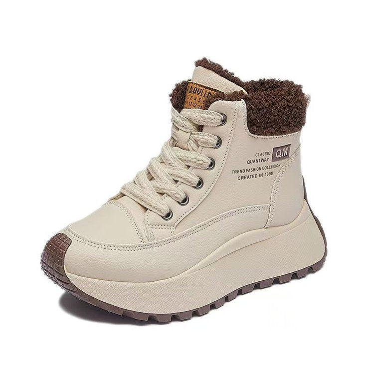 Women's Fleece-Lined High-Top Winter Sneakers | PU Leather Dad Shoes – Sarah Express
