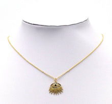 Load image into Gallery viewer, Gold Colorful CZ Evil Eye With Light beam Charm, Sku#LX92