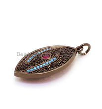 Load image into Gallery viewer, CZ Micro Pave Mixed Color Marquise Shape Evil Eye Charm/Pendant, Cubic Zirconia Pendant,13x30mm, sku#F22