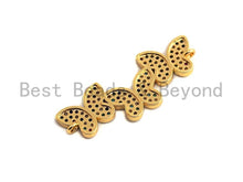 Load image into Gallery viewer, Colorful CZ Micro Pave Three Butterfly Connector/Link, Cz Pave Bracelet Necklace Connector in Gold Finish,14x37mm,sku#M254