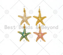 Load image into Gallery viewer, Colorful Enamel Starfish Shape Pendant, 18K Gold Filled Enamel Starfish Charm, Necklace Bracelet Charm Pendant,19x22mm,Sku#L617
