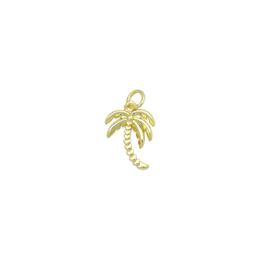 Gold Coconut Tree Shape Charm Pendant, Sku#LD695