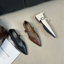 Load image into Gallery viewer, Women's Chunky Heel Mary Jane Shoes - French Retro Pointed Toe Buckle Dress Shoes