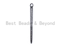 Load image into Gallery viewer, CZ Micro Pave Long Needle Bar Pendant, Cubic Zirconia Pendant,62x4mm, sku#F90