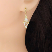 Load image into Gallery viewer, Clear CZ Shell Flower Snail Dangle Earrings, Sku#A463