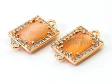 Load image into Gallery viewer, Rectangle Bezel Connector Faceted Cat's Eye Stone, sku#A83