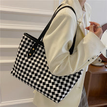 Load image into Gallery viewer, Plaid Shoulder Tote Bag for Women – Large Capacity Nylon Everyday Handbag