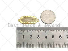 Load image into Gallery viewer, CZ Micro Pave Oval Shape Connector, Clear CZ Bar Connector, 18K Gold Bracelet Connector, 11x30mm, Sku#LK313
