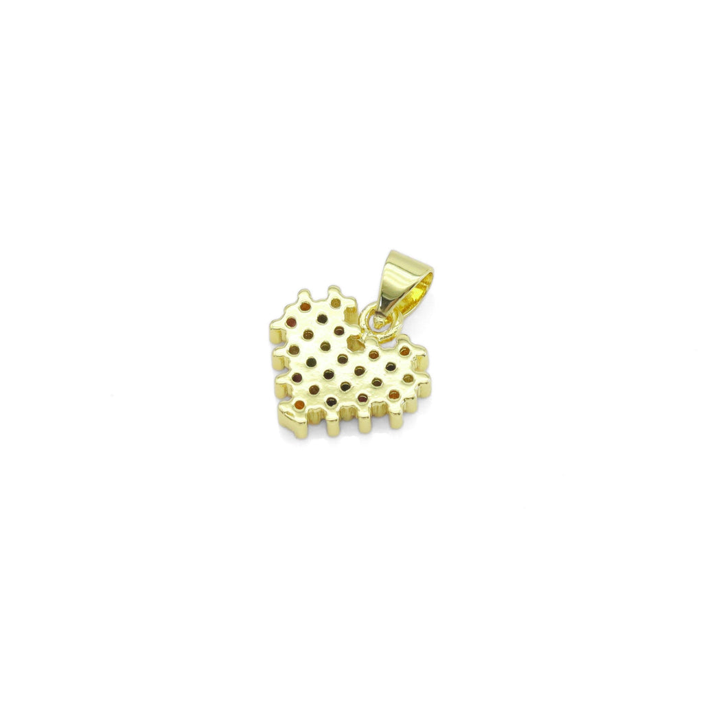 Gold Colorful CZ Heart Shape Charm, Sku#LX455