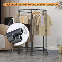 Load image into Gallery viewer, 360° Rotating Freestanding Clothing Rack – Hexagonal Carbon Steel Organizer with Wheels