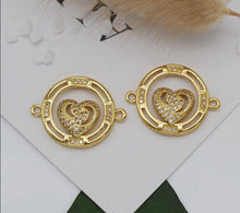 Load image into Gallery viewer, CZ Heart On Round Ring Connector, Sku#JL103