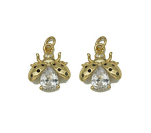 Load image into Gallery viewer, Gold Teardrop CZ Ladybug Charm, Sku#LD315