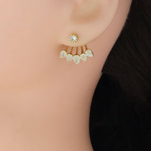 Load image into Gallery viewer, Gold Clear CZ Multi Leaves Drop Earrings, Sku#A225