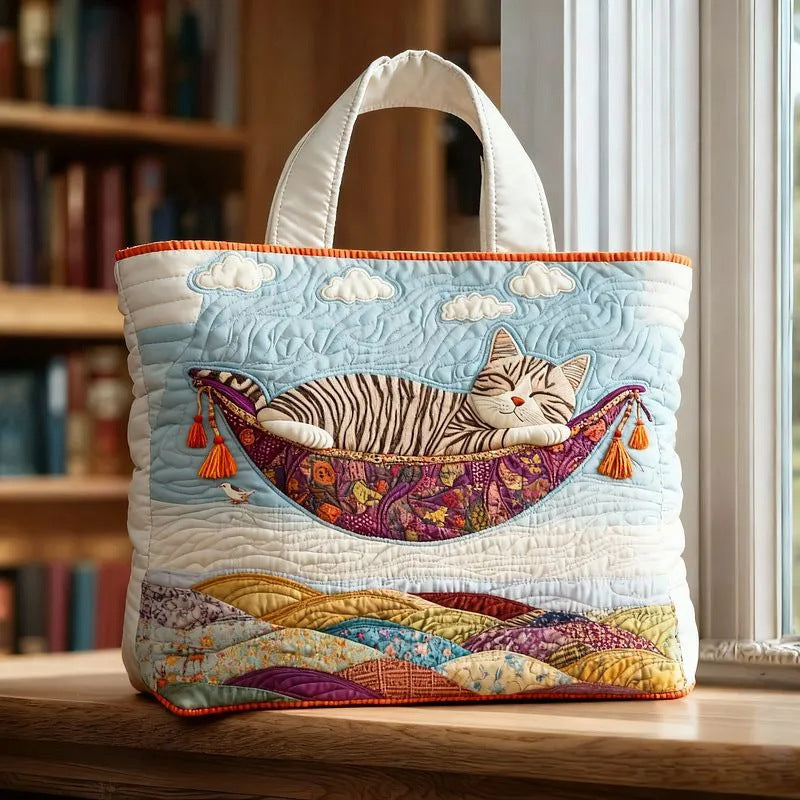 Quilted Digital Print Tote Bag - High Capacity Women's Shoulder Bag with Embroidery
