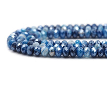 Load image into Gallery viewer, Mystic Natural Blue Banded Agate Rondelle Faceted Beads, Sku#UA264