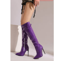 Load image into Gallery viewer, Women's Thigh-High Stiletto Boots - Pointed Toe Over-the-Knee Fashion Boots with Side Zipper