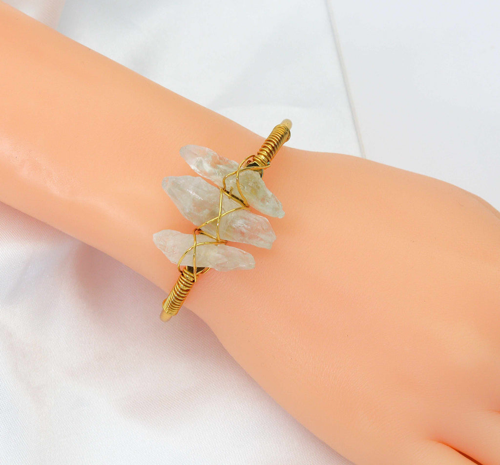Amethyst Quartz Wire Wrapped Gold Cuff Bracelet, sku#LY05