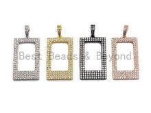 Load image into Gallery viewer, Clear CZ Micro Pave Hollow out Rectagular Shape Pendant, Gold/Rose Gold/Silver/Gunmetal Geometric Frame shape pendant, 20x45mm, sku#X58