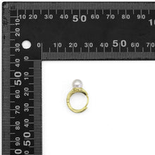Load image into Gallery viewer, CZ Gold Silver Pearl Hoop Earrings, Sku#B360