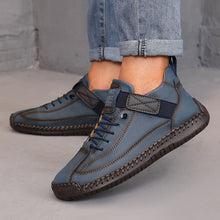 Load image into Gallery viewer, Hand-Stitched Leather Boots for Men &amp; Women - Casual Outdoor Lace-Up Boots with Rubber Sole