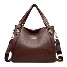 Load image into Gallery viewer, Women's High-Capacity PU Leather Tote Shoulder Bag | Elegant Niche Design | Black, Khaki, Brown