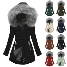 Load image into Gallery viewer, Women's Thick Cotton Coat With A Large Fur Collar