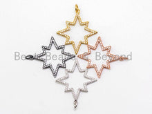 Load image into Gallery viewer, CZ Micro Pave Hollow out North Star Pendant, Cubic Zirconia Pendant, 34x31mm, sku#F217