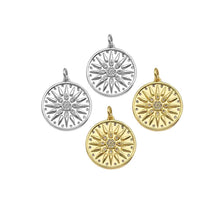 Load image into Gallery viewer, CZ Micro Pave Cupid's Arrow On Round Coin Shape Pendant,  Sku#F1369