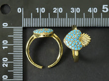 Load image into Gallery viewer, Turquoise CZ Heart Open Ring, Sku#B142