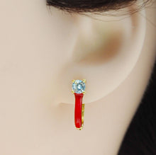 Load image into Gallery viewer, Pave Enamel Huggie Hoop Earring, Minimal earrings,sku#B227