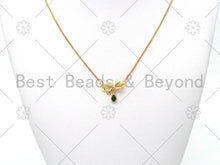 Load image into Gallery viewer, Emerald Green Teardrop CZ Micro Pave Bowknot Shape Pendant/Charm,18K Gold Filled Charm, Necklace Bracelet Charm Pendant,20x19mm,Sku#LK401