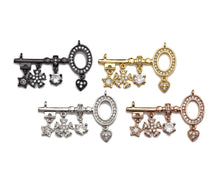 Load image into Gallery viewer, CZ Pave Star Flower Heart On Key Shape Charm, Sku#L290