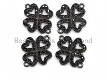 Load image into Gallery viewer, Black CZ Clover Connector charm, sku#A93
