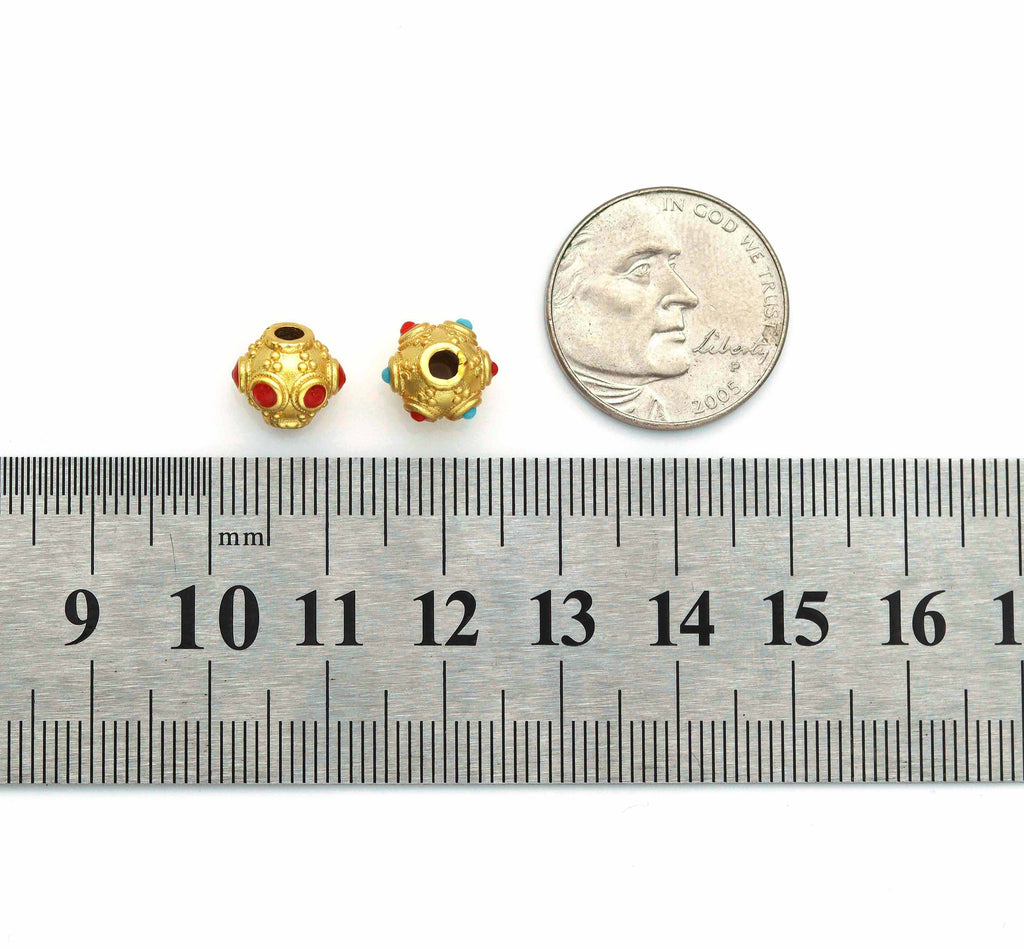 Gold Enamel Spacer Beads, Sku#LX72