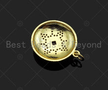Load image into Gallery viewer, Gold Filled Fuchsia CZ Micro Pave Flower Pattern Medallion Pendant, 18K Gold Filled Charm, Necklace Bracelet Charm Pendant,mm,Sku#LK347