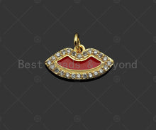 Load image into Gallery viewer, CZ Micro Pave Red Enamel Lip Pendant,Sku#L501