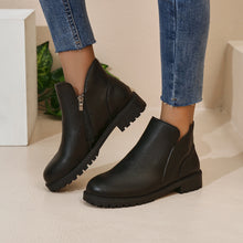 Load image into Gallery viewer, Women's Casual British-Style Low-Cut Ankle Boots – Chunky Heel Side Zipper