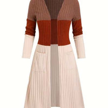 Load image into Gallery viewer, Womens Plus-Size Fashionable Casual Contrasting Color Long-Sleeve Cardigan Long Coat