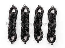 Load image into Gallery viewer, Black CZ Pave On Black Micro Pave Chain Shaped Connector, Cubic Zirconia Oval Link Connector,50x12mm,sku#G315/G99