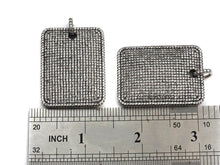 Load image into Gallery viewer, Antique Finish CZ Micro Pave Rectangle Pendant,Silver Tone, Clear Cz Big Pave Rectangle Charm Pendant,30x40mm,sku#F995