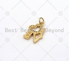 Load image into Gallery viewer, CZ Micro Pave Love Heart Shape Pendant, 18K Gold Filled Love Charm, Necklace Bracelet Charm Pendant,12x18mm, Sku#LD146