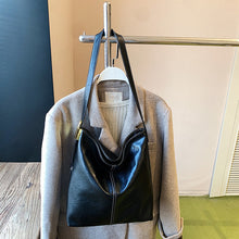 Load image into Gallery viewer, Korean-Style Large Capacity Textured PU Leather Bucket Shoulder Bag | Retro Soft Leather Handbag