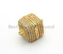 Load image into Gallery viewer, NEW STYLE 8/10/12mm CZ Micro Pave Strong Magnetic Cube Clasp, Cubic Zirconia Magnetic Clasp, Gold Rose Gold Clasp, sku#H134
