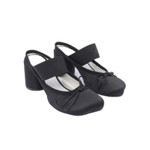 Load image into Gallery viewer, Women's Mary Jane Chunky Heel Ballet Flats | Satin Square Toe Slip-On Dress Shoes