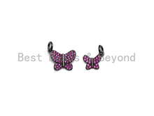 Load image into Gallery viewer, Fuchsia CZ Micro Pave Butterfly Pendant/Charm,Cubic Zirconia Paved Charm, Necklace Bracelet Charm Pendant,7x9/10x13mm,sku#X139