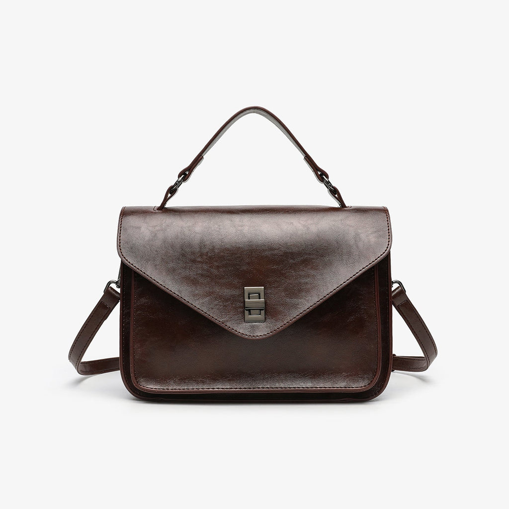 Oil-waxed Leather Vintage New Style Minimalist Fashionable Elegant Womens