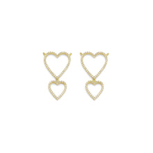 Load image into Gallery viewer, Gold CZ Twin Heart Necklace Connector Charm, Sku#LK881